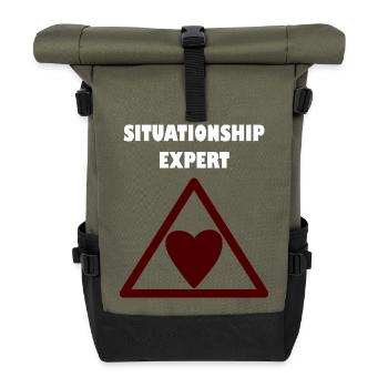 Relationship expert in the triangle - Roll Top Backpack - olive/black - Front