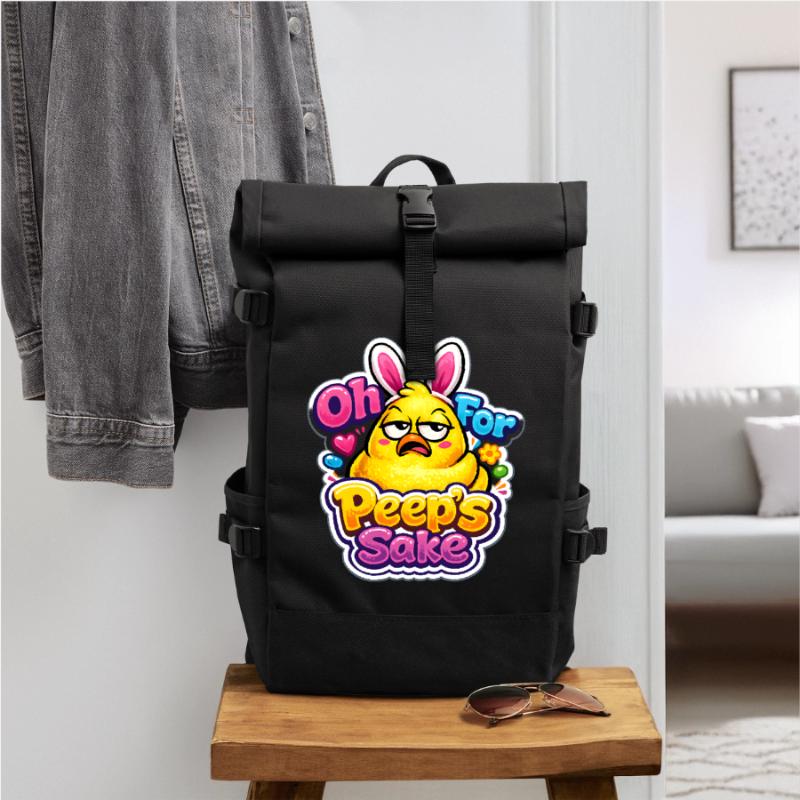 For Peeps Sake Happy Easter Easter Chick Vintage Roll Top Backpack