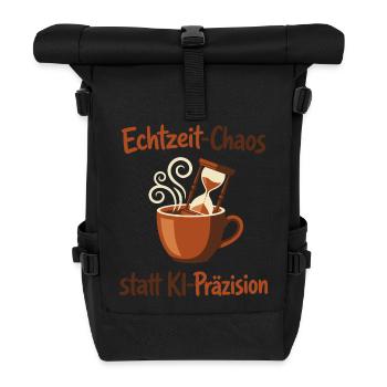 KI-Chaos Kaffee Human Design - Rolltop Rucksack - Schwarz - Vorne