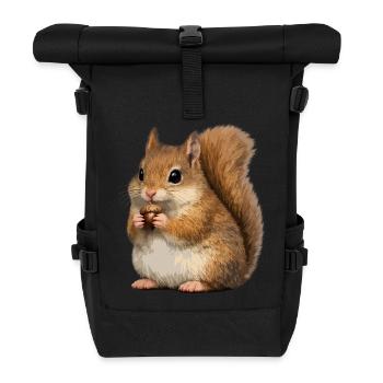Squirrel with acorn - Roll Top Backpack - black - Front