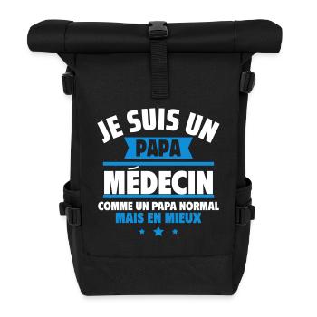 papa médecin : cadeau fête des pères - Sac à dos roll top - noir - Devant