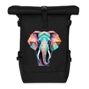 Geometric Elephant Gift Geometric - Roll Top Backpack - black - Front