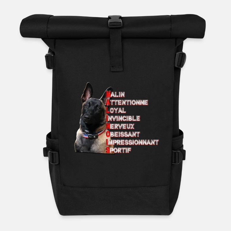 malinois - Sac à dos roll top - noir