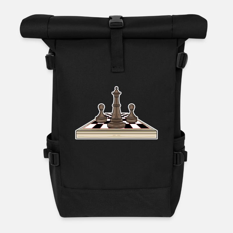 Schach Schachbrett - Rolltop Rucksack - Schwarz