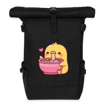 Cute Chick Loves Slurping Ramen Noodles - Roll Top Backpack - black - Front