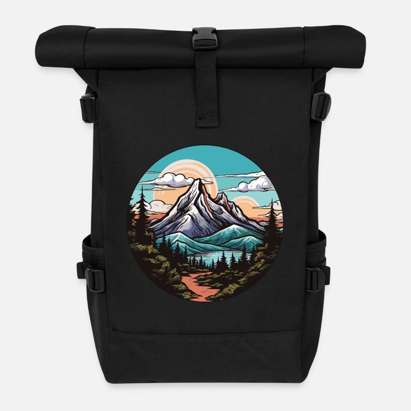 Paysage de montagnes - Sac à dos roll top - noir