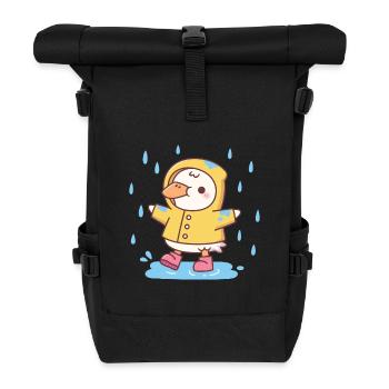Canard mignon en imperméable jaune - Sac à dos roll top - noir - Devant