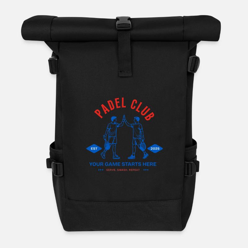 Padel Club Logo - Roll Top Backpack - black