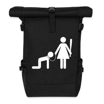 Eine Frau hält einen Mann als Sklave - Rolltop Rucksack - Schwarz - Vorne