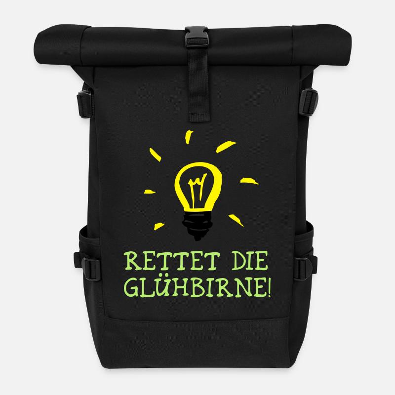 Rettet die Glühbirne! - Save the Bulb! - Rolltop Rucksack - Schwarz