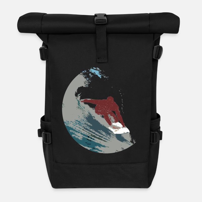 Surfer - Rolltop Rucksack - Schwarz