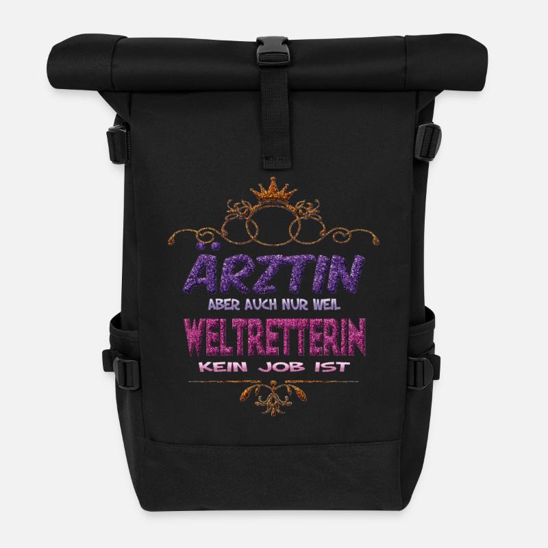 Ärztin Weltretterin - Rolltop Rucksack - Schwarz