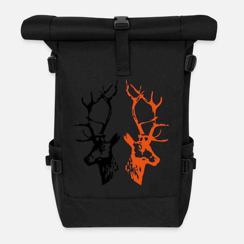 hirsche - Rolltop Rucksack - Schwarz