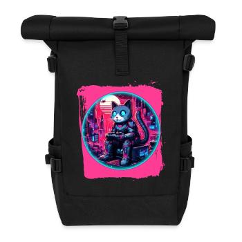 Technologie féline futuriste - Sac à dos roll top - noir - Devant
