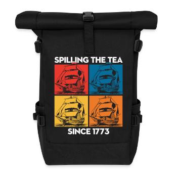 Tee verschütten seit 1773 – Humorvolle Geschichte - Rolltop Rucksack - Schwarz - Vorne