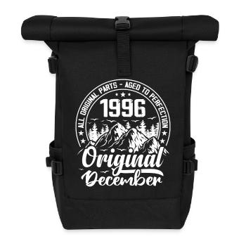1996 Dezember Original 28 Jahre altes Geburtstagsgeschenk - Rolltop Rucksack - Schwarz - Vorne
