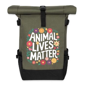 Vegetarian Vegan Veggie Vegetarian - Roll Top Backpack - olive/black - Front