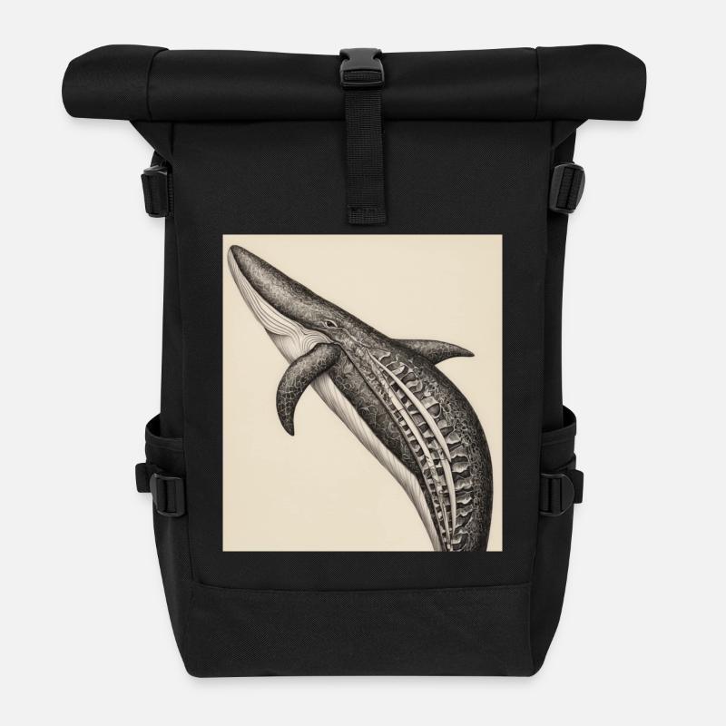 Whale anatomy - Roll Top Backpack - black