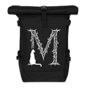 Buchstabe M mit Katze - Rolltop Rucksack - Schwarz - Vorne