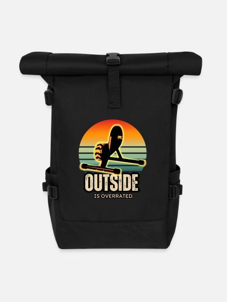 Outside is overrated – Indoor gains! - Roll Top Backpack - black