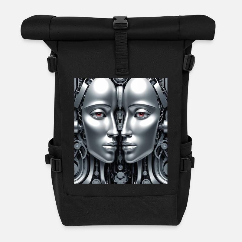 Visage mécanique robotique - Sac à dos roll top - noir