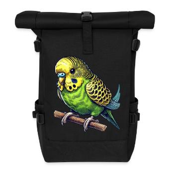 Wellensittich - Rolltop Rucksack - Schwarz - Vorne