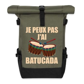 I Can't I Batucada - Humor Musik - Rolltop Rucksack - Olive/Schwarz - Vorne