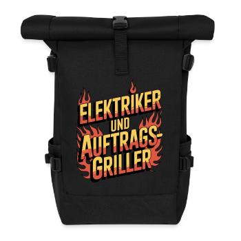 Elektriker und Auftragsgriller Grill BBQ - Rolltop Rucksack - Schwarz - Vorne