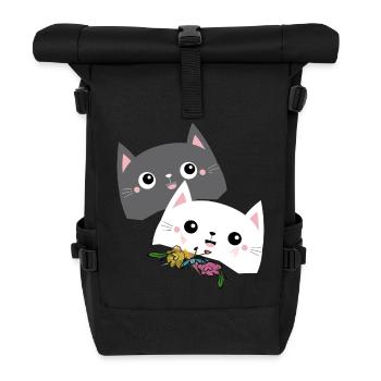 Katze schwarz weiß - Rolltop Rucksack - Schwarz - Vorne