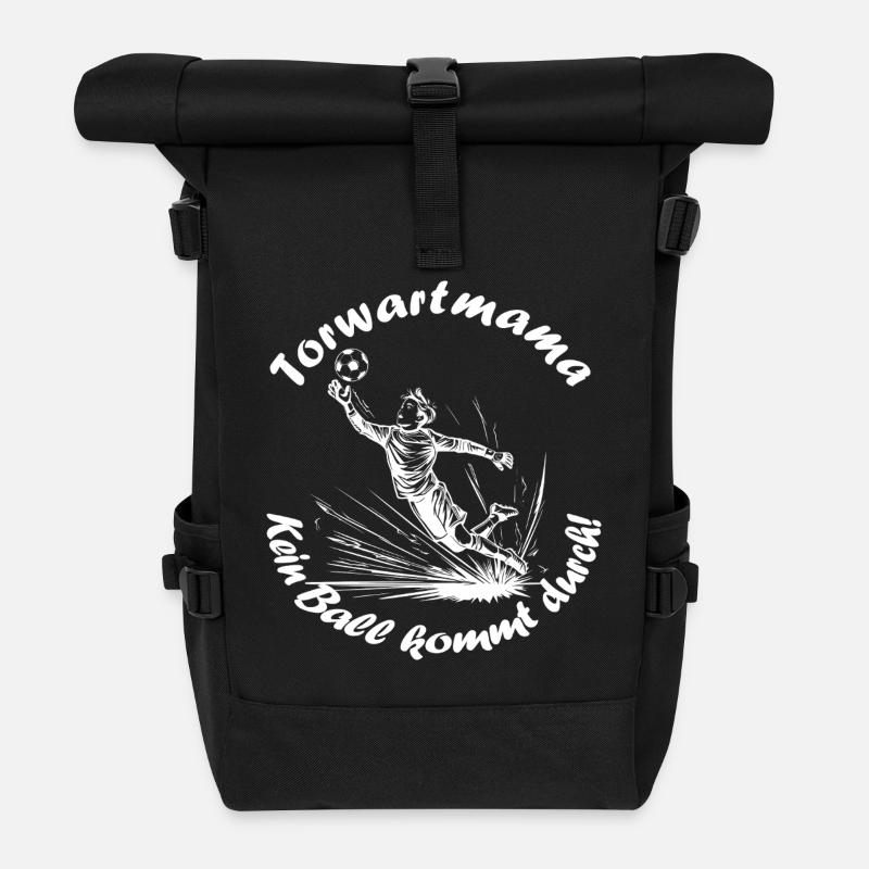 Torwart Mama - weiß - Rolltop Rucksack - Schwarz