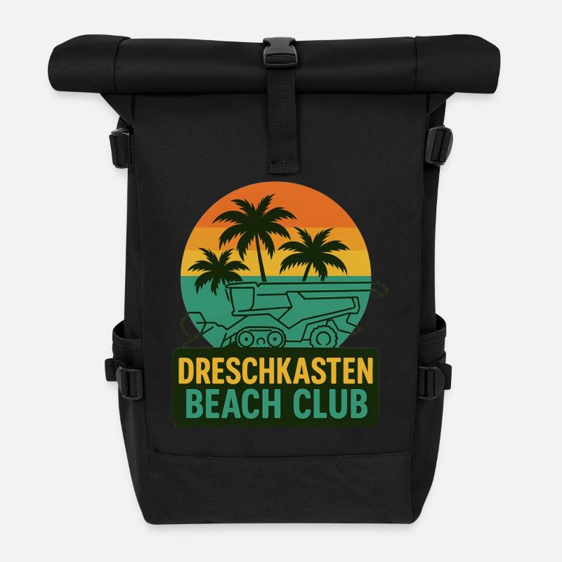 Threshing Box Beach Club - Roll Top Backpack - black