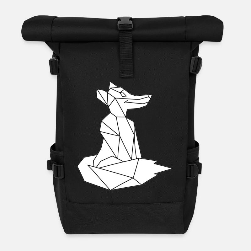 Geometrischer Fuchs - Rolltop Rucksack - Schwarz