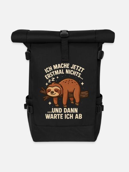 Faultier Spruch lustig Büro - Rolltop Rucksack - Schwarz