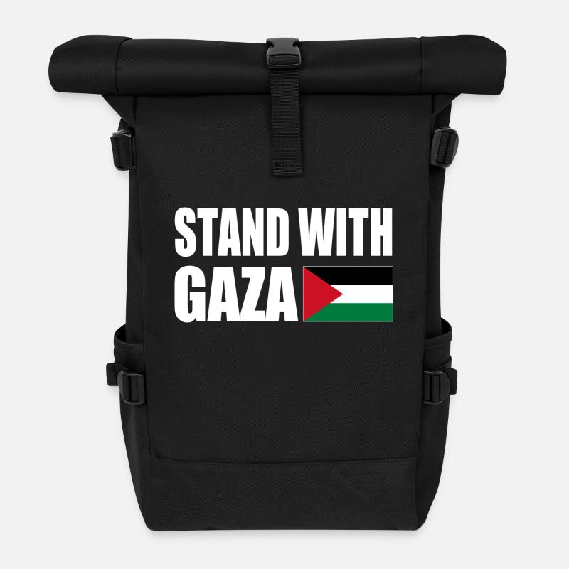 Stand with gaza - Roll Top Backpack - black