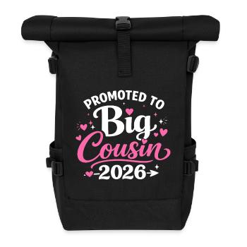 Adorable Cousin Design Hearts and Stars - Roll Top Backpack - black - Front