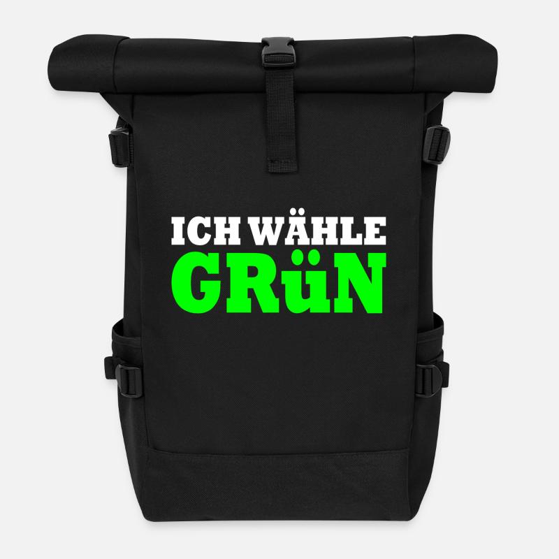 Ich wähle grün - Rolltop Rucksack - Schwarz