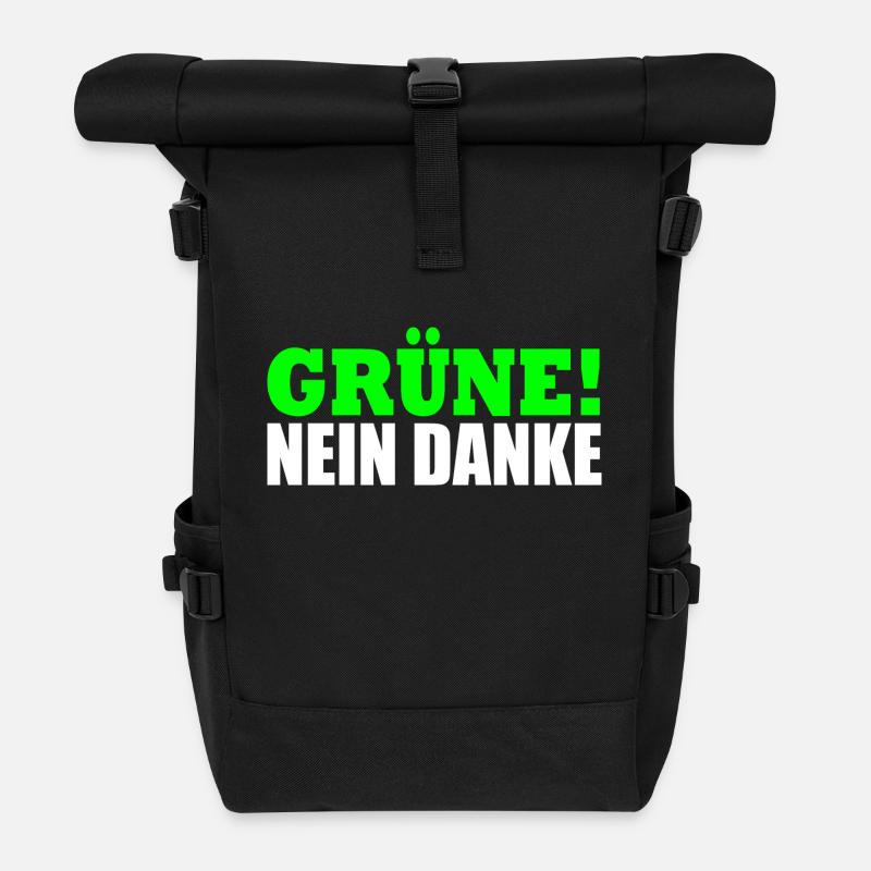 Grüne Nein Danke - Rolltop Rucksack - Schwarz