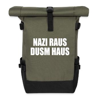 Nazis out of the house - Roll Top Backpack - olive/black - Front