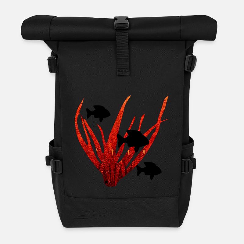 poissons et corail - Sac à dos roll top - noir
