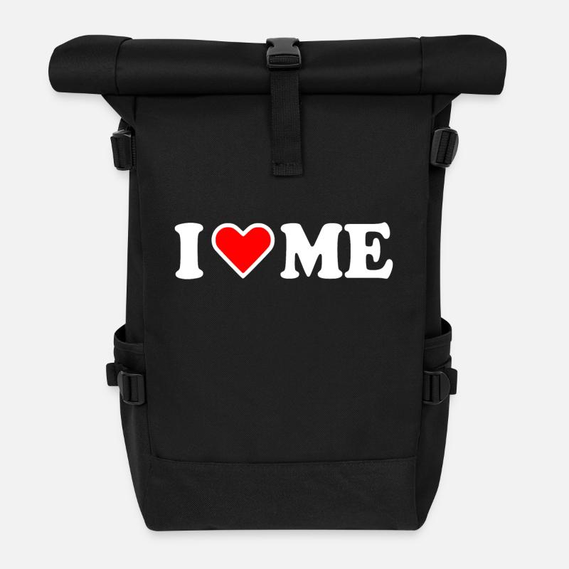 I love me - Sac à dos roll top - noir