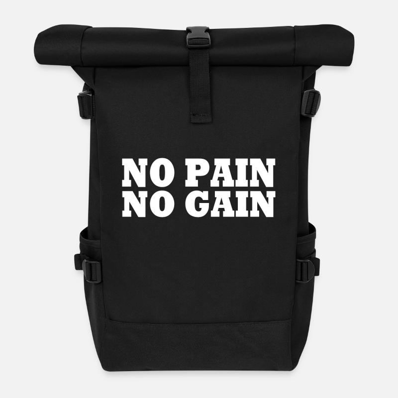 No pain no gain - Rolltop Rucksack - Schwarz