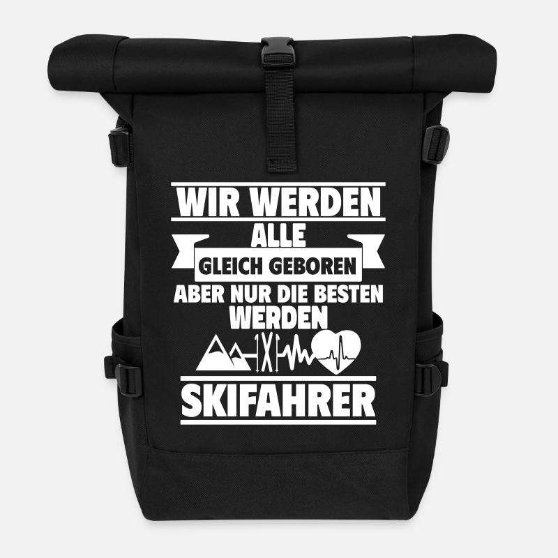 Wir werden alle gleich geboren werden Skifahrer - Rolltop Rucksack - Schwarz