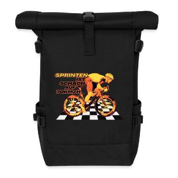Taktik & Power: Sprinten im Radsport - Rolltop Rucksack - Schwarz - Vorne