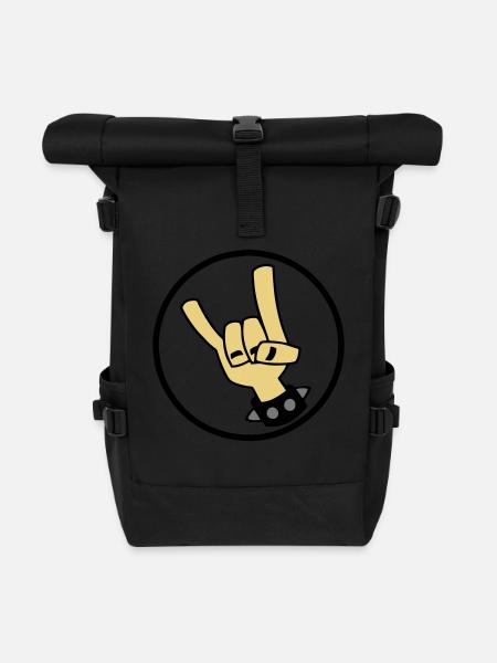 Devil Rock Hand 01 - Roll Top Backpack - black