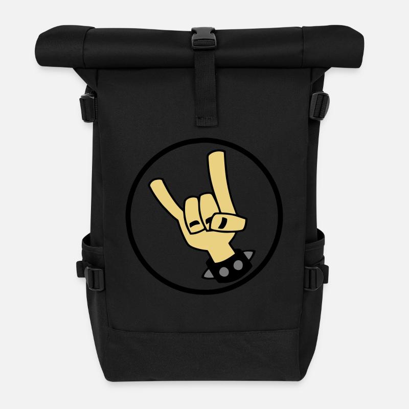 Devil Rock Hand 01 - Roll Top Backpack - black