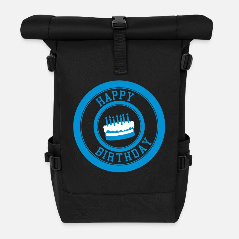 Happy Birthday / Herzlichen Glückwunsch / Torte - Roll Top Backpack - black