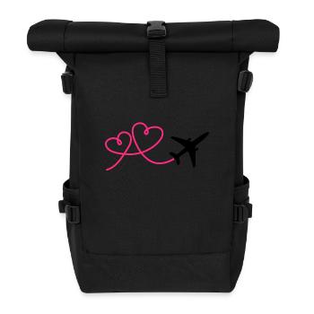 Avion avion avec coeur - Sac à dos roll top - noir - Devant