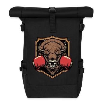 Bison Boxer MMA Logo - Rolltop Rucksack - Schwarz - Vorne