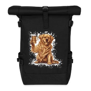 Golden Retriever Chiens Bière Drôle - Sac à dos roll top - noir - Devant