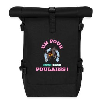 UN POUR TOUS, TOUS POULAINS (cheval) ! - Sac à dos roll top - noir - Devant